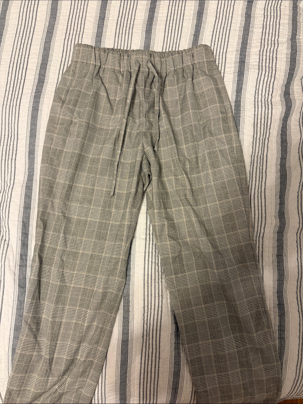 Calvin Klein Gray Plaid Drawstring Chinos